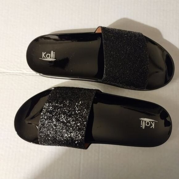 Kali Women's Black Glitter Slide Sandals Size 10- Comfortable Casual Shoes-NEW - Picture 8 of 9